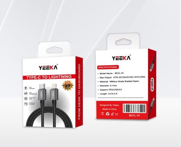 USB-C to Lightning cable retail packaging YEEKA box