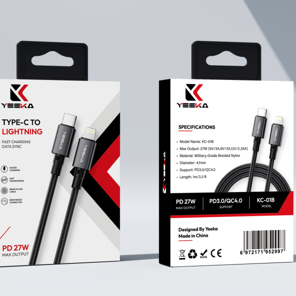 YEEKA USB-C to Lightning Cable Black Packaging
