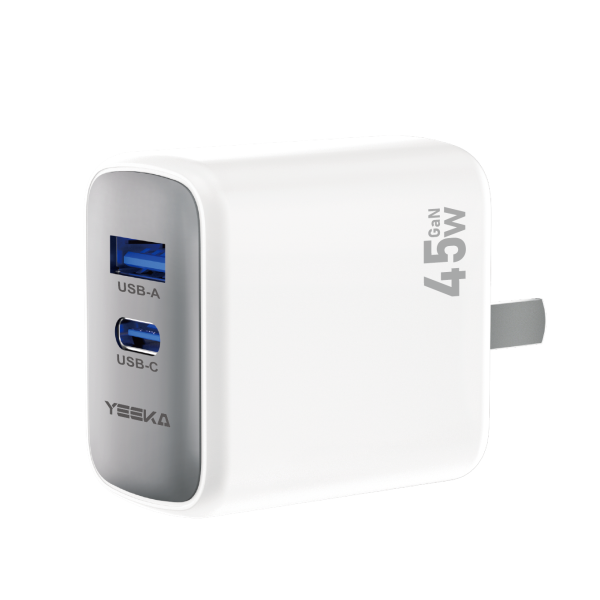 White YEEKA 45W dual-port charger